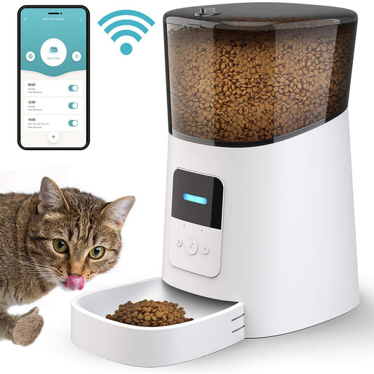 6L Smart Automatic Pet Feeder - WiFi Enabled Food Dispenser with App Control & Timed Portion Control for Cats and Small Dogs