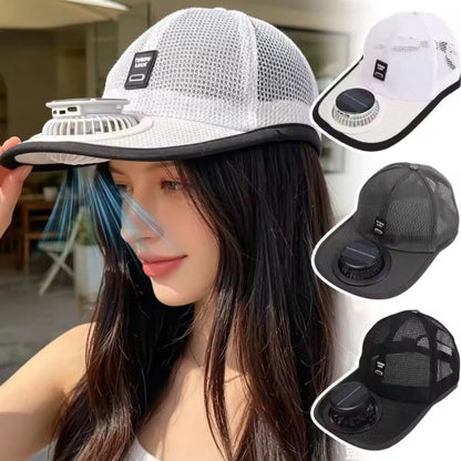 Breathable Sunhat with Solar Fan Sun Block Baseball Hat with Solar Fan USB Charging Fan Outdoor Sunhats Sunscreen Sunshade Hats