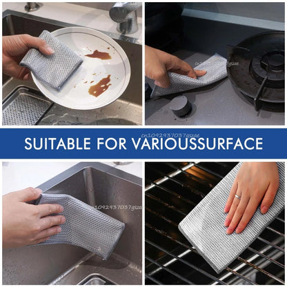 10-50PCS Magic Dishcloth Silver Wire Cleaning Kitchen Cloth Thickened Microfiber Wash Towel Built-in Sponge Steel Wire Ball Rag