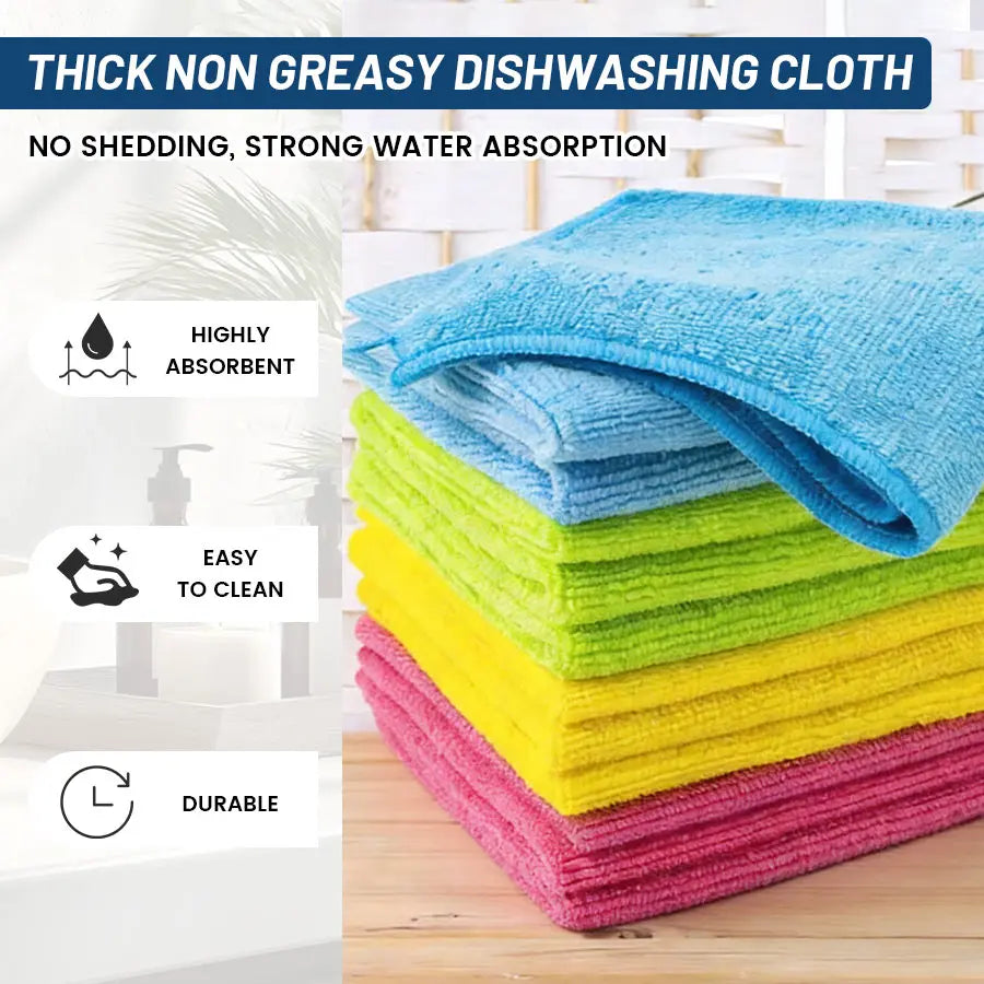 10 Pack Multicolor Microfiber Dish Cloths, Thick Lint Free Super Absorbent Non-Greasy Kitchen Cleaning Towels