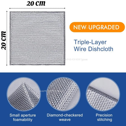 10-50PCS Magic Dishcloth Silver Wire Cleaning Kitchen Cloth Thickened Microfiber Wash Towel Built-in Sponge Steel Wire Ball Rag