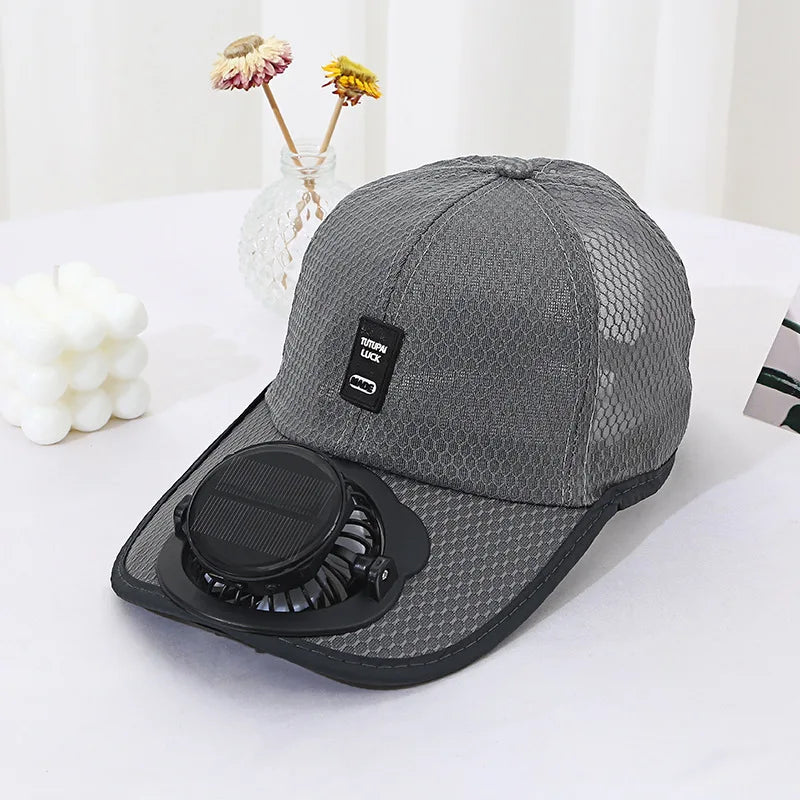 Breathable Sunhat with Solar Fan Sun Block Baseball Hat with Solar Fan USB Charging Fan Outdoor Sunhats Sunscreen Sunshade Hats