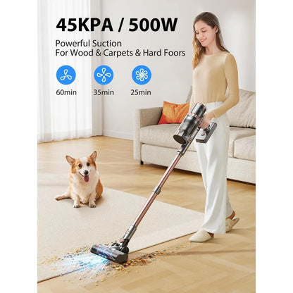 Cordless Stick Vacuum Cleaner 45KPa Powerful Suction LED Touch Display 60-Minute Runtime Lightweight