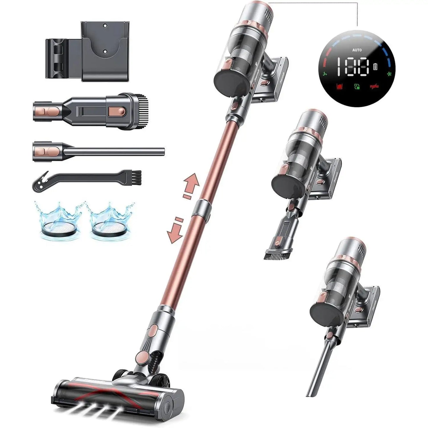 Cordless Stick Vacuum Cleaner 45KPa Powerful Suction LED Touch Display 60-Minute Runtime Lightweight