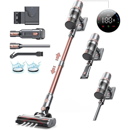 Cordless Stick Vacuum Cleaner 45KPa Powerful Suction LED Touch Display 60-Minute Runtime Lightweight