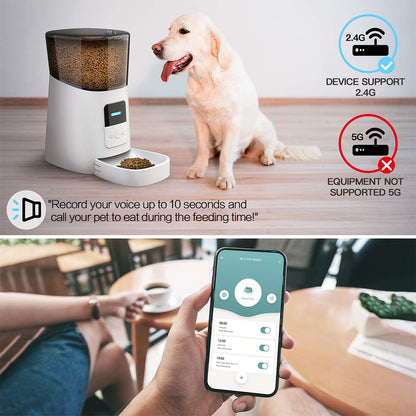 6L Smart Automatic Pet Feeder - WiFi Enabled Food Dispenser with App Control & Timed Portion Control for Cats and Small Dogs