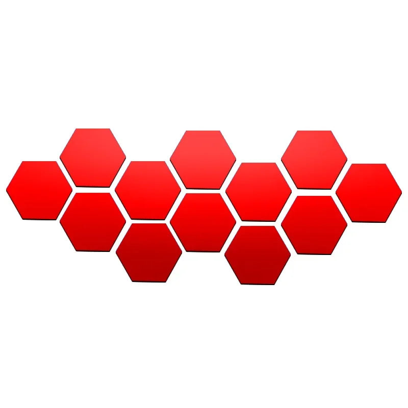 6/12pcs 3D Hexagon Mirror Wall Sticker Rose Gold DIY TV Background Living Room