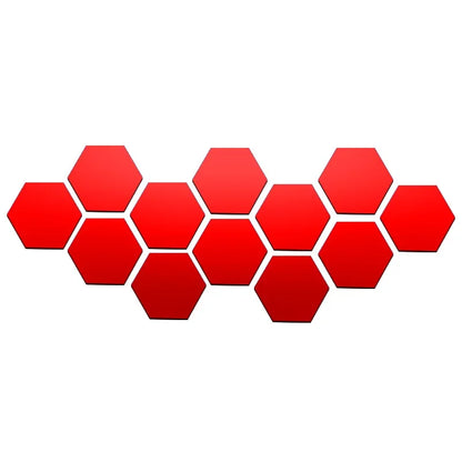 6/12pcs 3D Hexagon Mirror Wall Sticker Rose Gold DIY TV Background Living Room